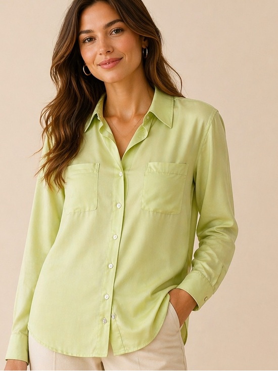 Innovation Sports Tops - Innovation Sport 100% Silk Button Down Shirt Spring Green S Lightweight Blouse